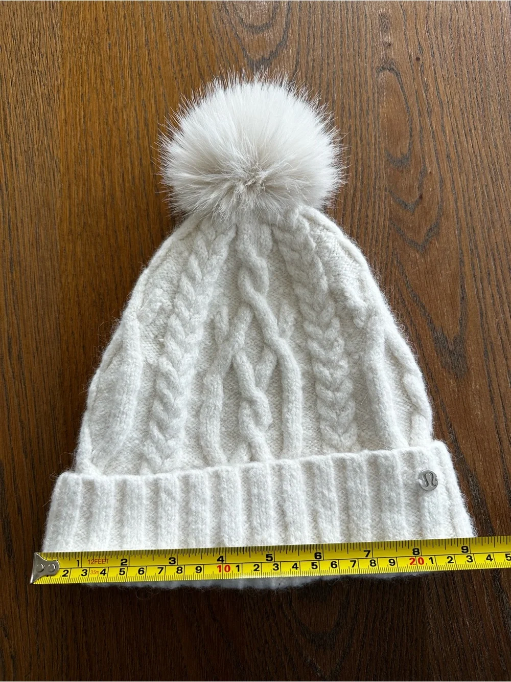 Lululemon Athletica Cable Knit Twist Warm Pom Pom Beanie Winter Hat